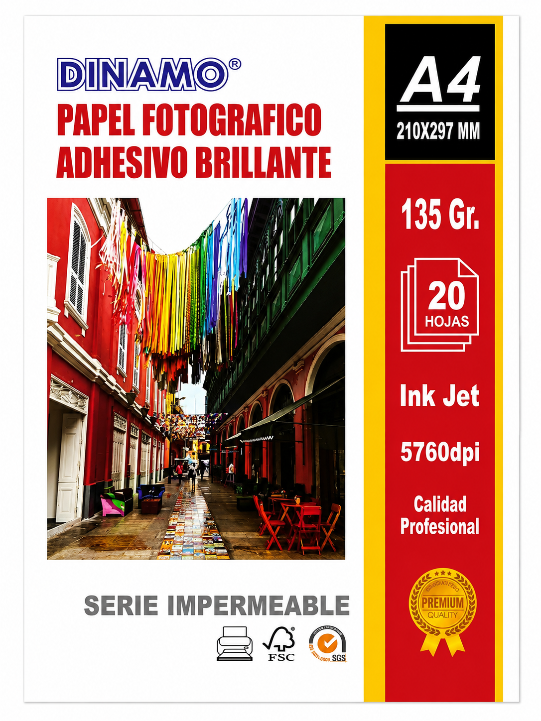PAPEL FOTOGRAFICO ADHESIVO BRILLANTE 135GR. DINAMO