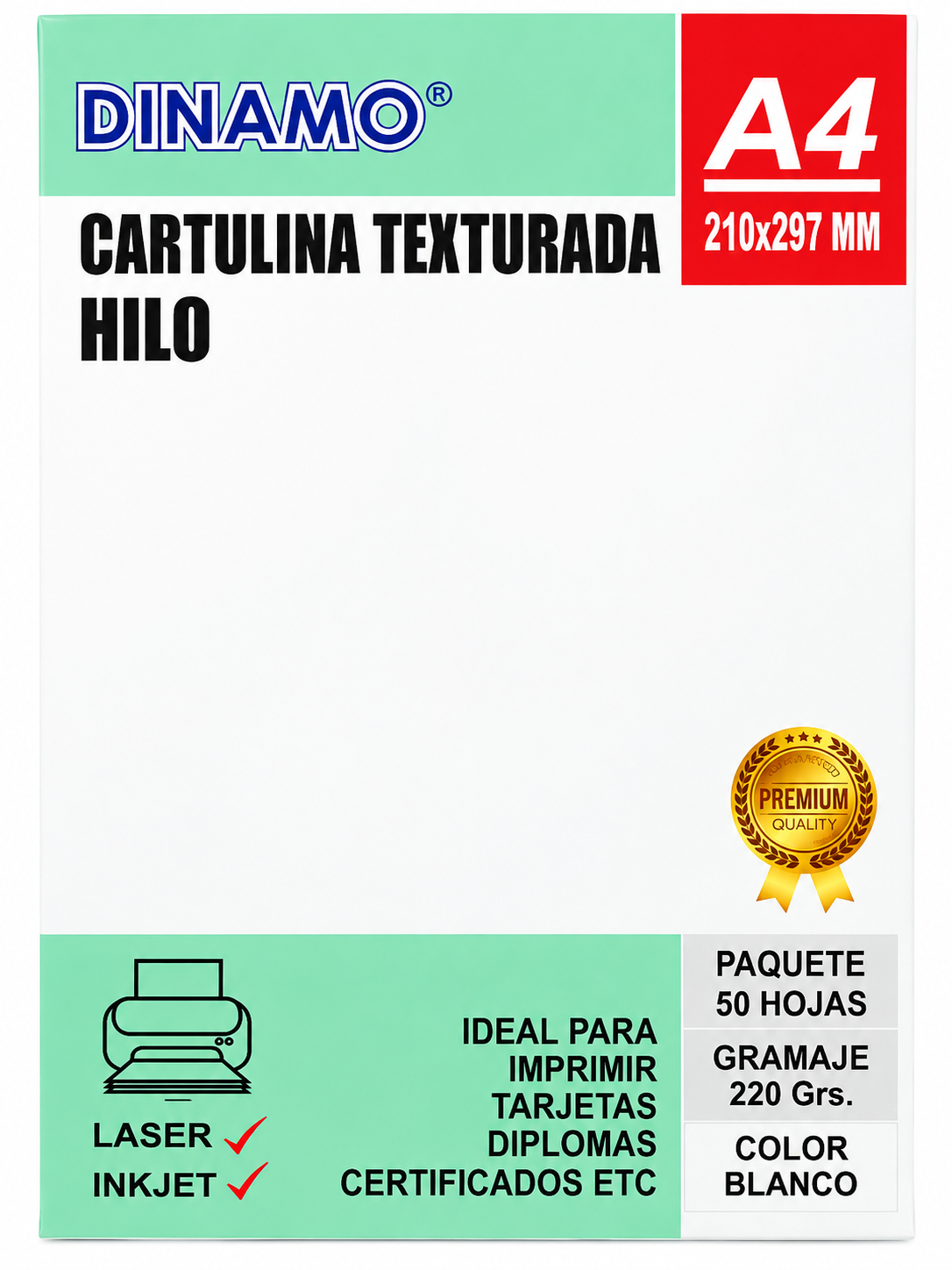 CARTULINA TEXTURADA HILO BLANCO A4 DINAMO